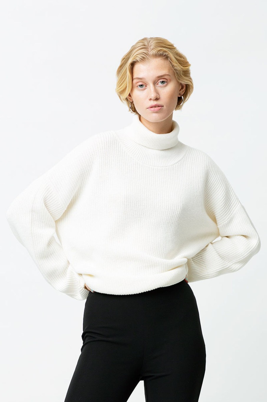 Women Fall Winter Spring Summer Basics | Julie Cotton Rib Papyrus