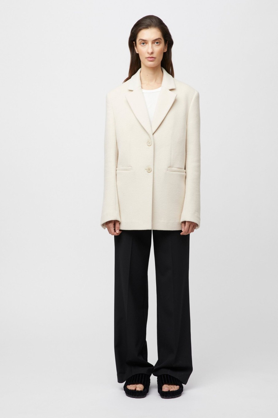 Women Fall Winter Spring Summer Coats & Jackets | Structured Wool Blazer Cream