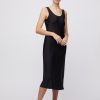 Women Fall Winter Spring Summer Basics | Bias Cut Slip Dress Jet Black