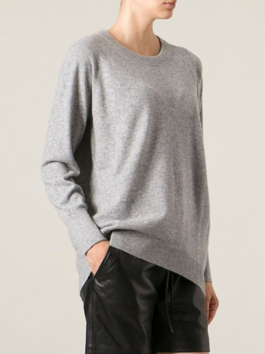 Women Fall Winter Spring Summer Basics | Goatman Light Gray Melange