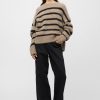 Women Fall Winter Spring Summer Basics | Mountain Oversized Furry Jumper Black Brown Stripe