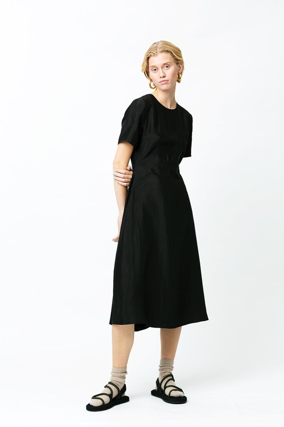 Women Fall Winter Spring Summer Basics | Go Open Back Dress Anthracite Black