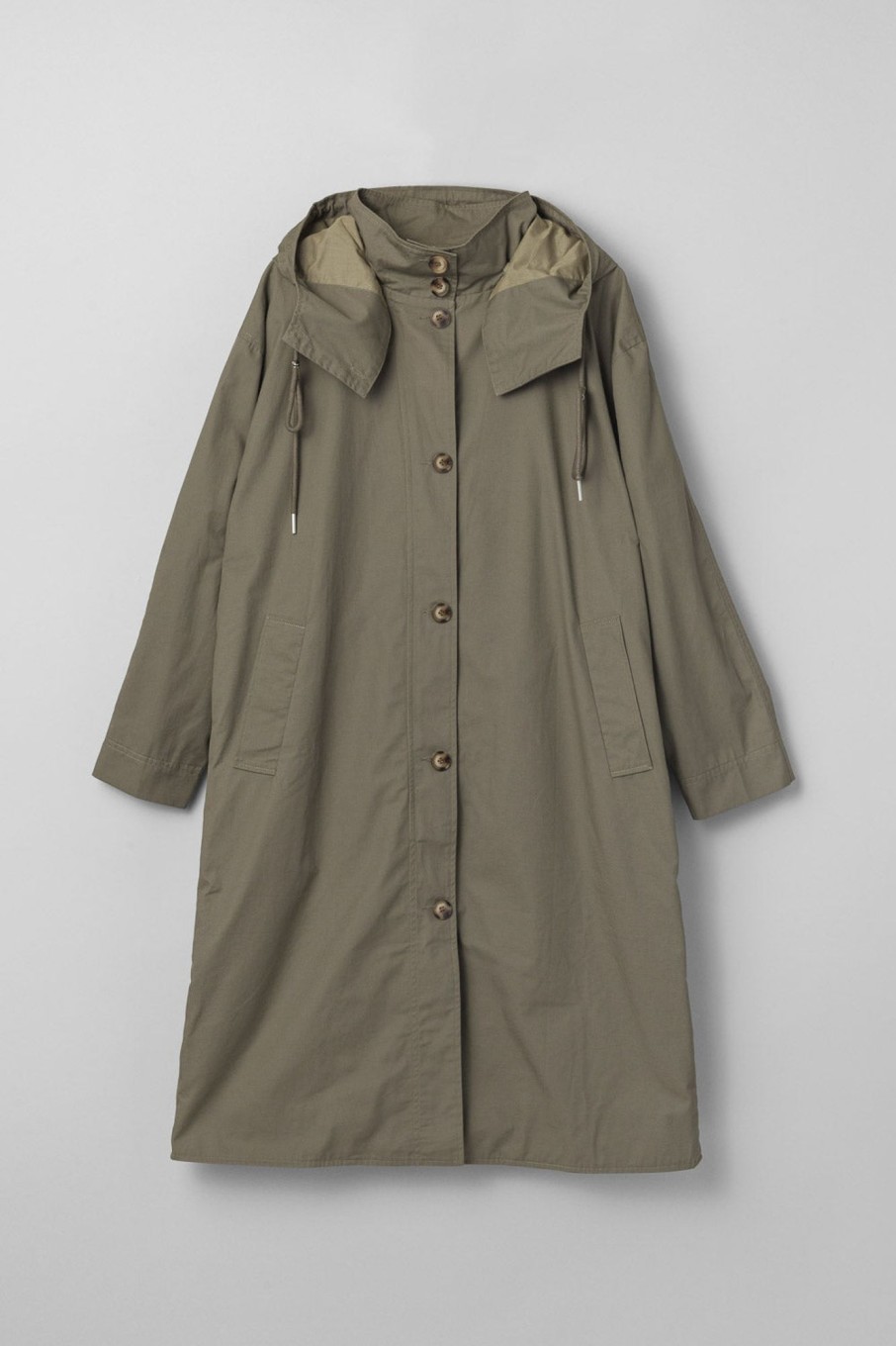 Women Fall Winter Spring Summer Basics | How Deep Cotton Parka Green Olive