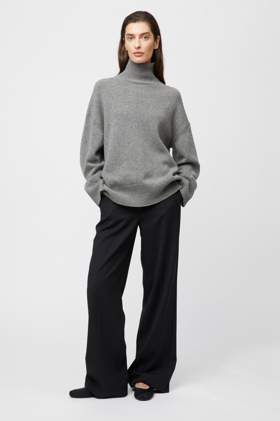 Women Fall Winter Spring Summer Basics | Julie Sweater Gray Melange