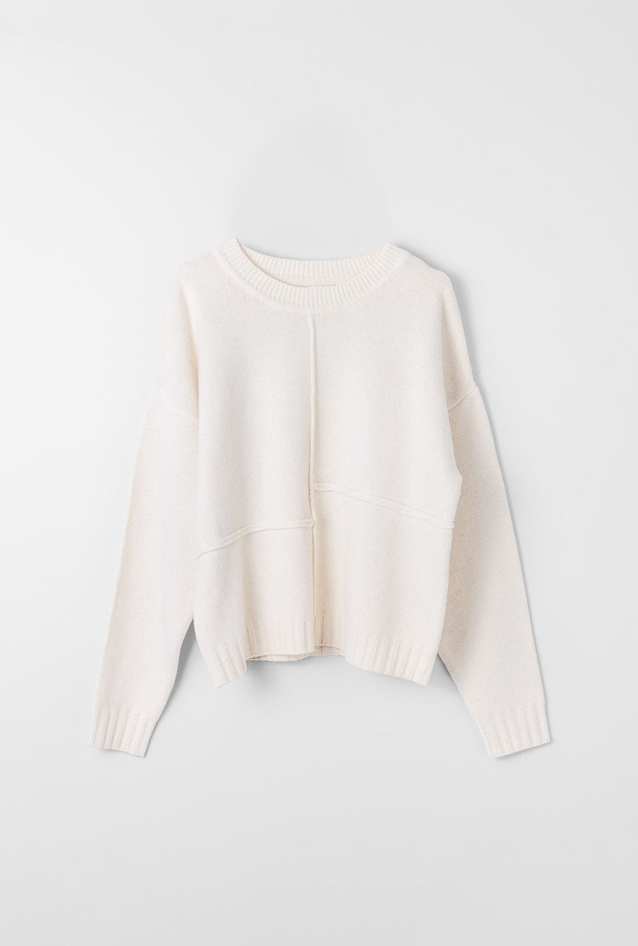 Women Fall Winter Spring Summer Basics | Grey Lines Jumper Jet Stream White