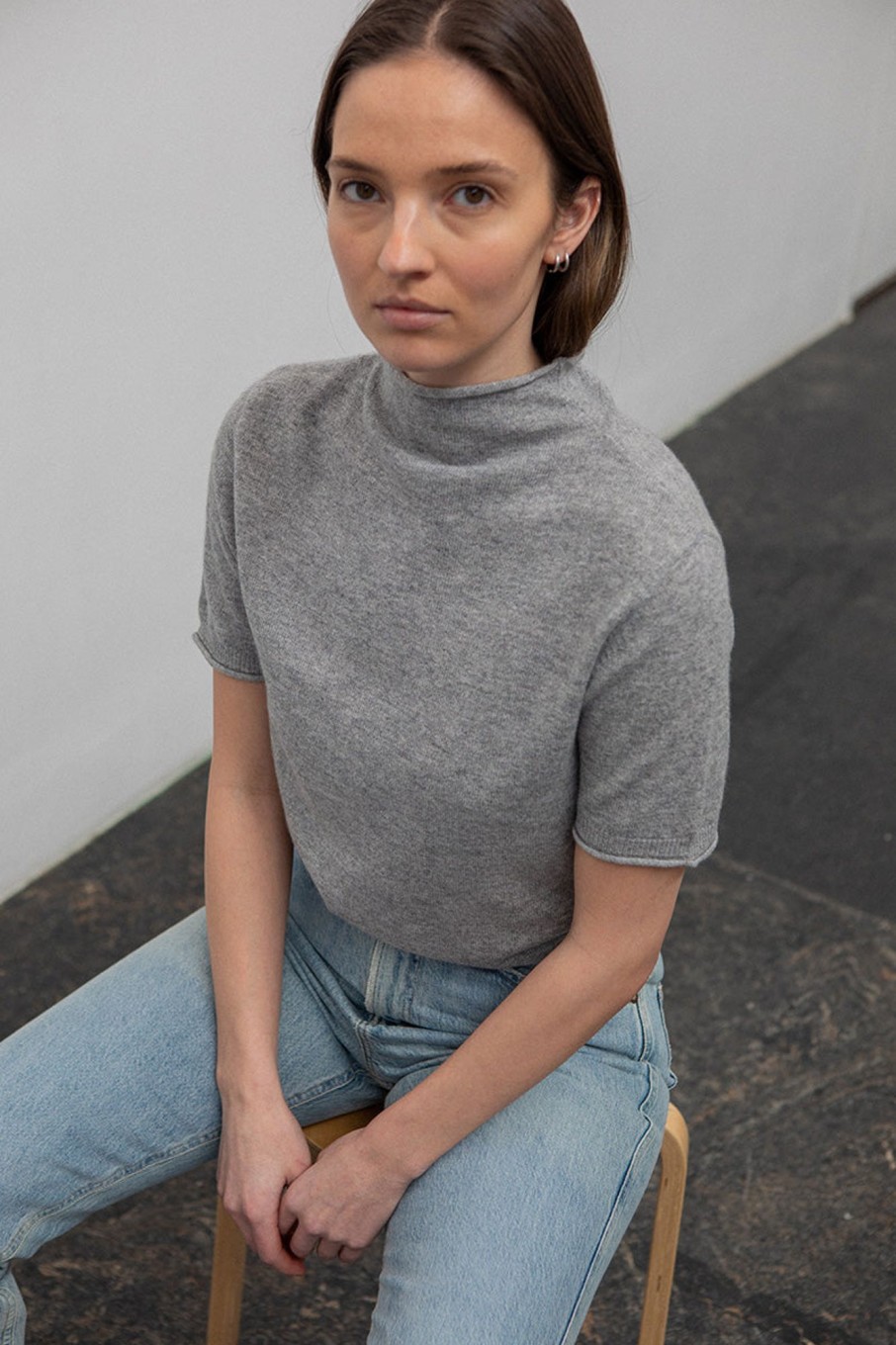 Women Fall Winter Spring Summer Basics | Waterfalls Tee Gray Melange