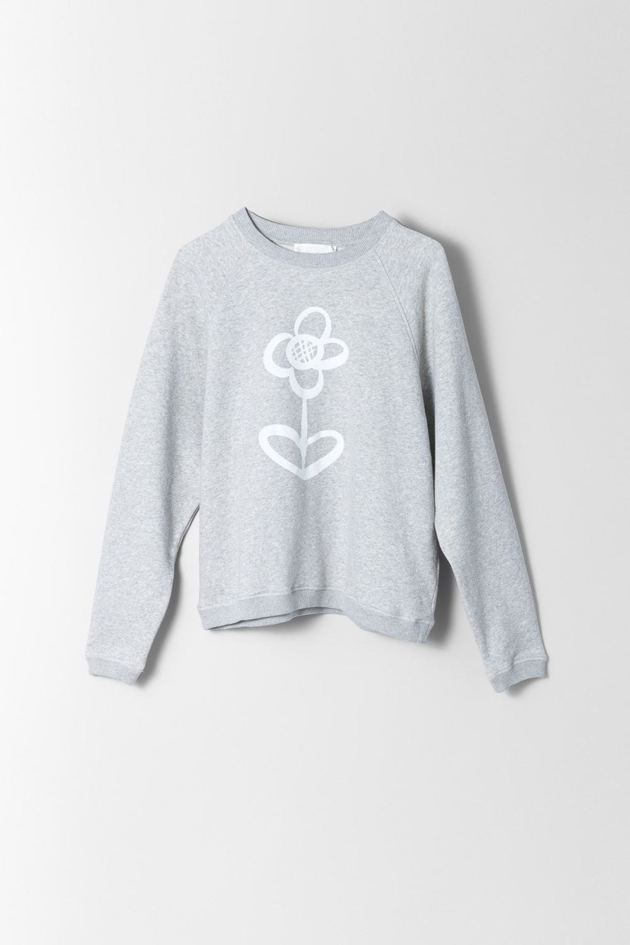 Women Fall Winter Spring Summer Basics | Flower Sweat Gray Melange