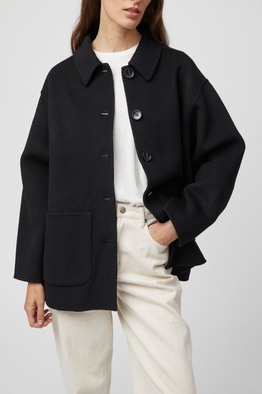 Women Fall Winter Spring Summer Coats & Jackets | Adrift Double Shacket Jet Black