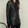 Women Fall Winter Spring Summer Basics | Fire Nappa Blazer Jet Black