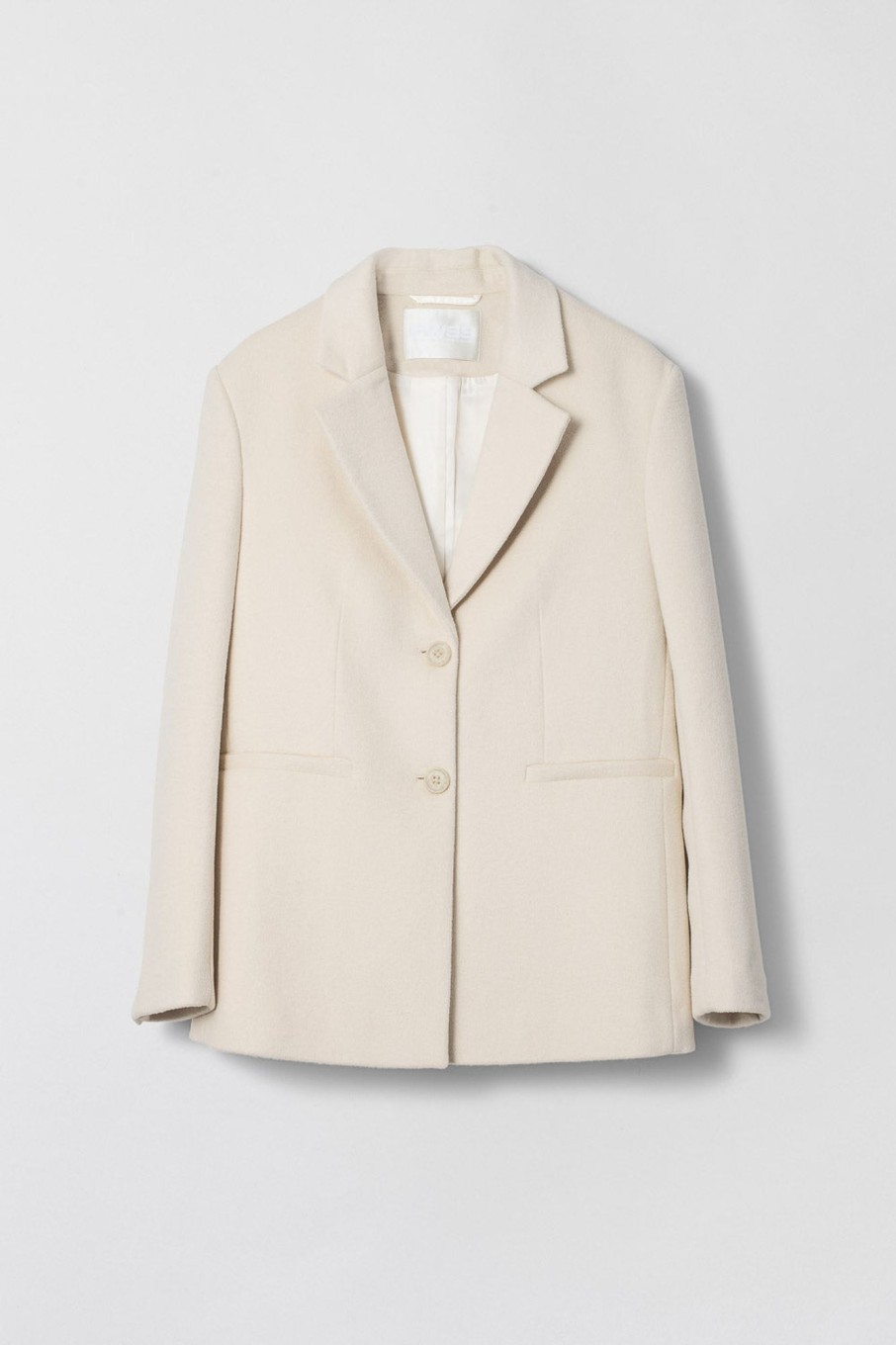 Women Fall Winter Spring Summer Basics | Structured Wool Blazer Cream