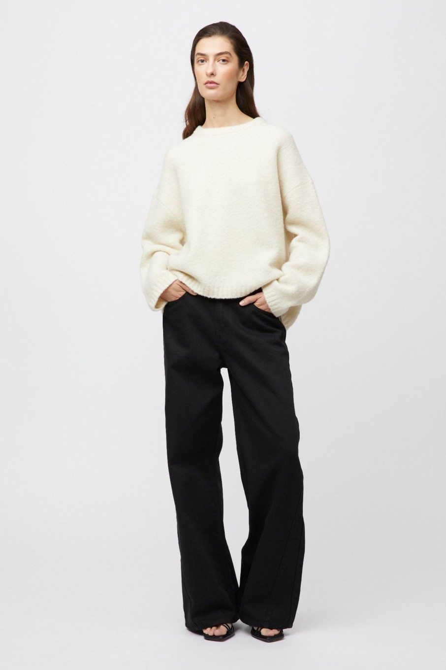 Women Fall Winter Spring Summer Basics | Boucle Cocoon Roundneck Cream