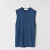 Women Fall Winter Spring Summer Basics | Waterfalls Sleeveless Knit Top Dark Denim