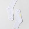 Women Fall Winter Spring Summer Basics | Embroidery Socks Bright White