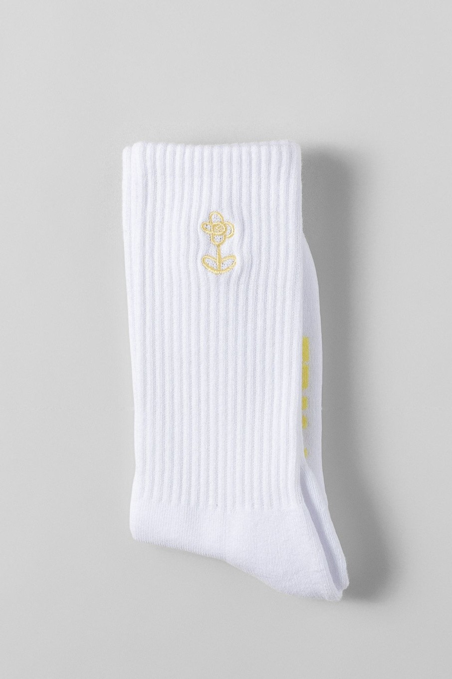 Women Fall Winter Spring Summer Basics | Embroidery Socks Bright White