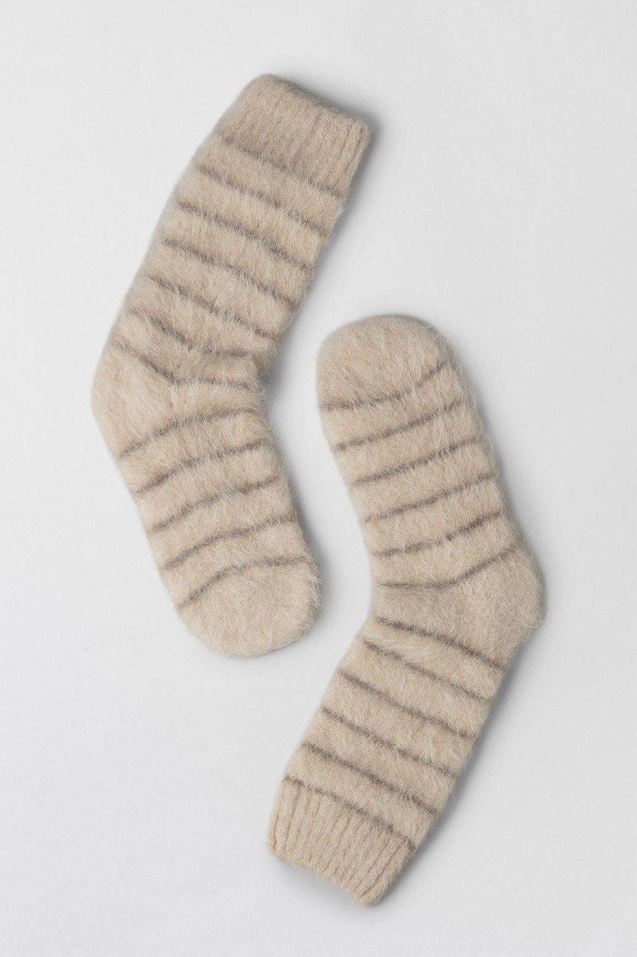 Women Fall Winter Spring Summer Basics | Montpellier Cosy Socks Brown Cream Stripe