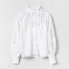 Women Fall Winter Spring Summer Basics | Broderie Anglaise Top Off White