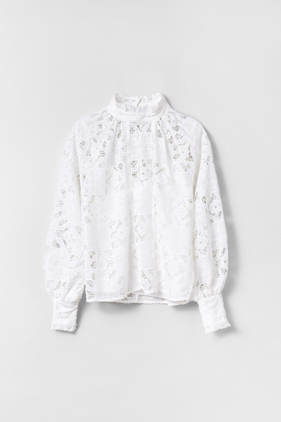 Women Fall Winter Spring Summer Basics | Broderie Anglaise Top Off White