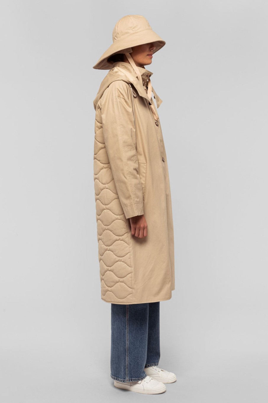 Women Fall Winter Spring Summer Basics | How Deep Cotton Parka Vintage Khaki