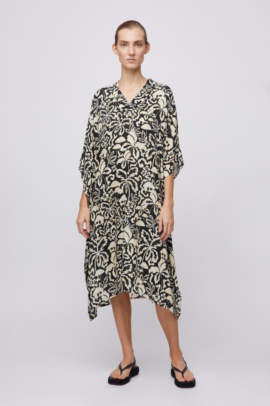 Women Fall Winter Spring Summer Dresses | Resort Kaftan Tropical Black