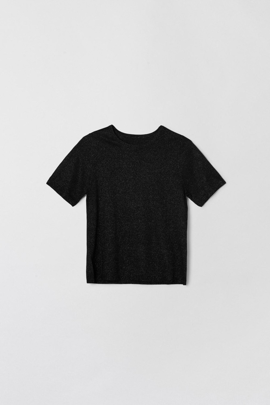 Women Fall Winter Spring Summer Tops | Metallic Wool Tee Jet Black