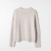 Women Fall Winter Spring Summer Basics | Pink Sweet Peas Mock Neck Jumper Oatmeal Marl