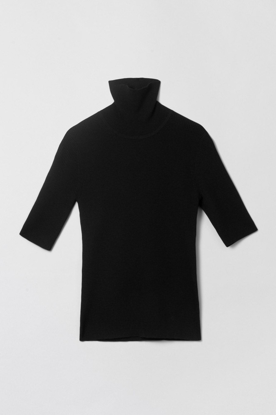 Women Fall Winter Spring Summer Tops | Turtleneck Knit Tee Jet Black