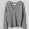 Women Fall Winter Spring Summer Basics | Bravo V- Neck Light Gray