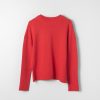 Women Fall Winter Spring Summer Basics | Pink Sweet Peas Mock Neck Jumper Flame Scarlet