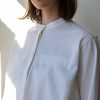 Women Fall Winter Spring Summer Basics | Signed Cotton Blouse Bright White