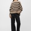 Women Fall Winter Spring Summer Sweaters & Cardigans | Mountain Oversized Furry Jumper Black Brown Stripe