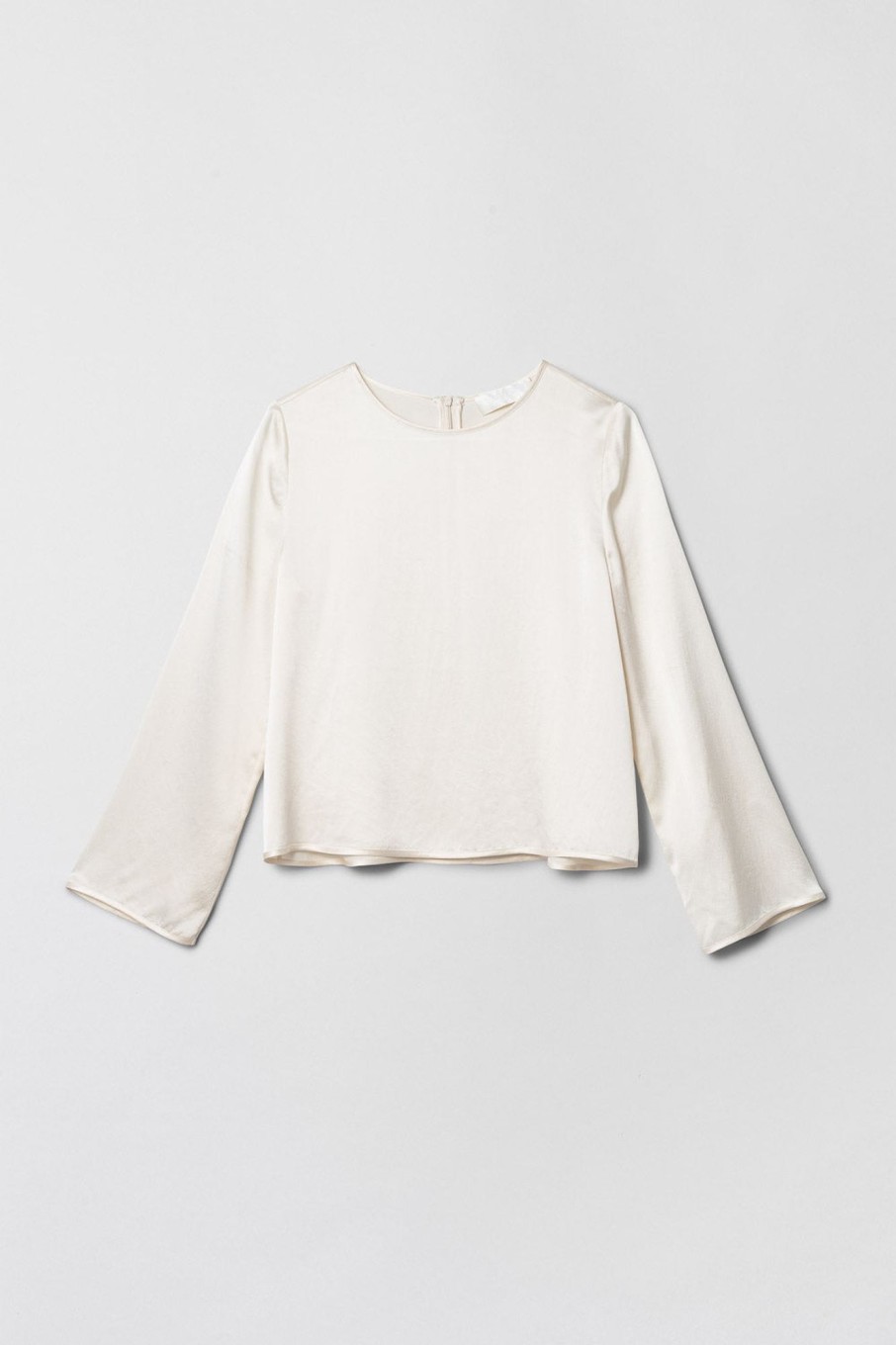 Women Fall Winter Spring Summer Tops | Anouk Simple Long Sleeve Silk Blouse Winter Cream