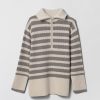 Women Fall Winter Spring Summer Basics | Marine Fisherman Zip Up Downy Stripe