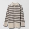 Women Fall Winter Spring Summer Sweaters & Cardigans | Marine Fisherman Zip Up Downy Stripe