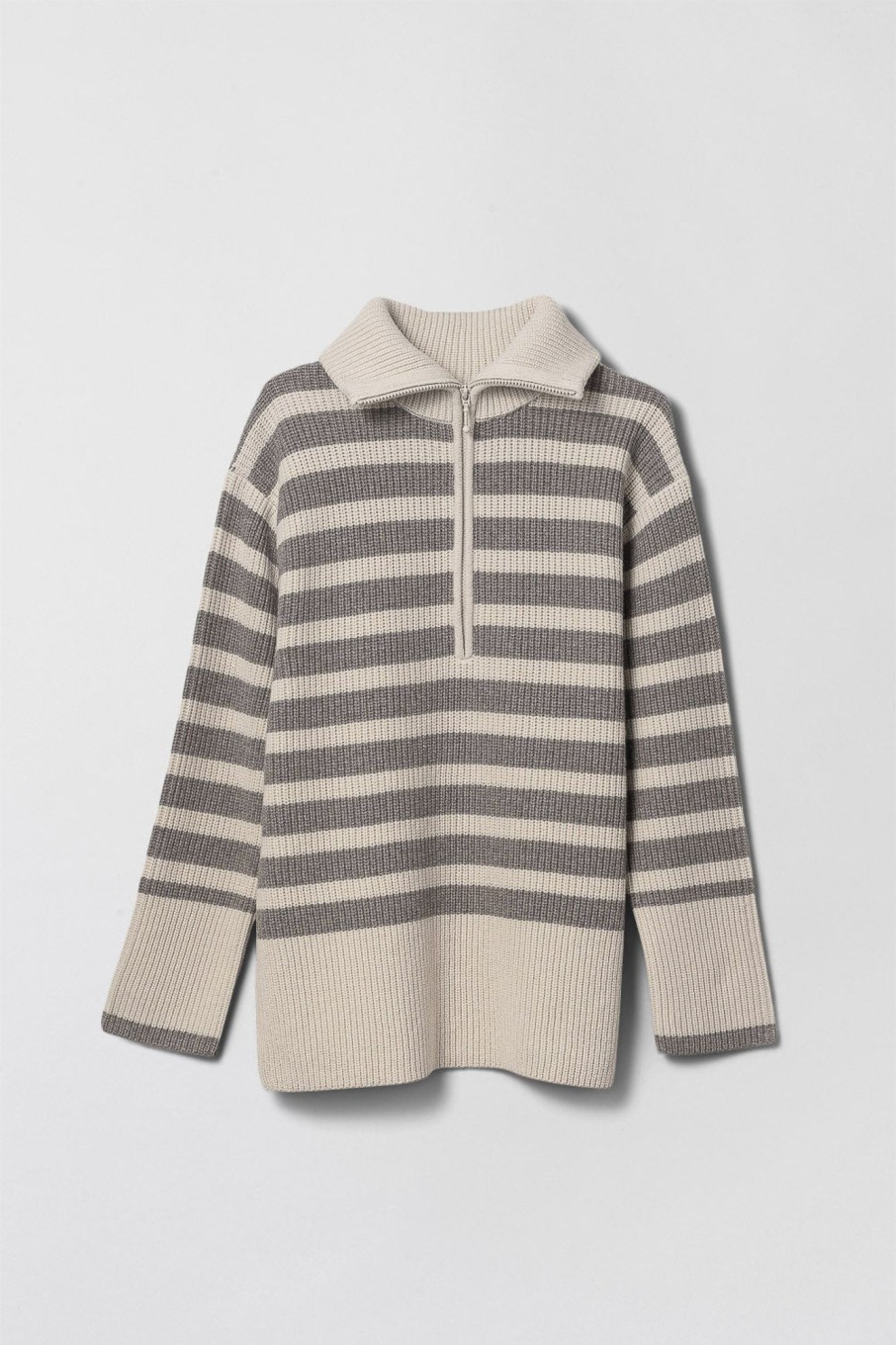 Women Fall Winter Spring Summer Sweaters & Cardigans | Marine Fisherman Zip Up Downy Stripe