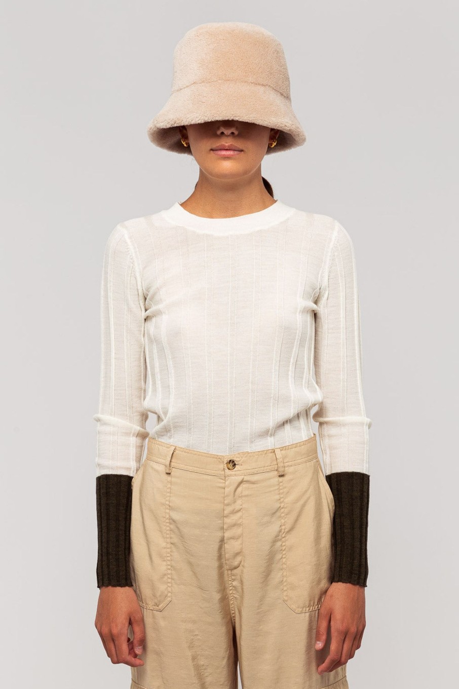 Women Fall Winter Spring Summer Basics | Ever Ours Ribbed Knit Top Papyrus Block