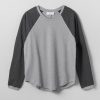 Women Fall Winter Spring Summer Basics | Girl Baseball Tee Gray Melange Block