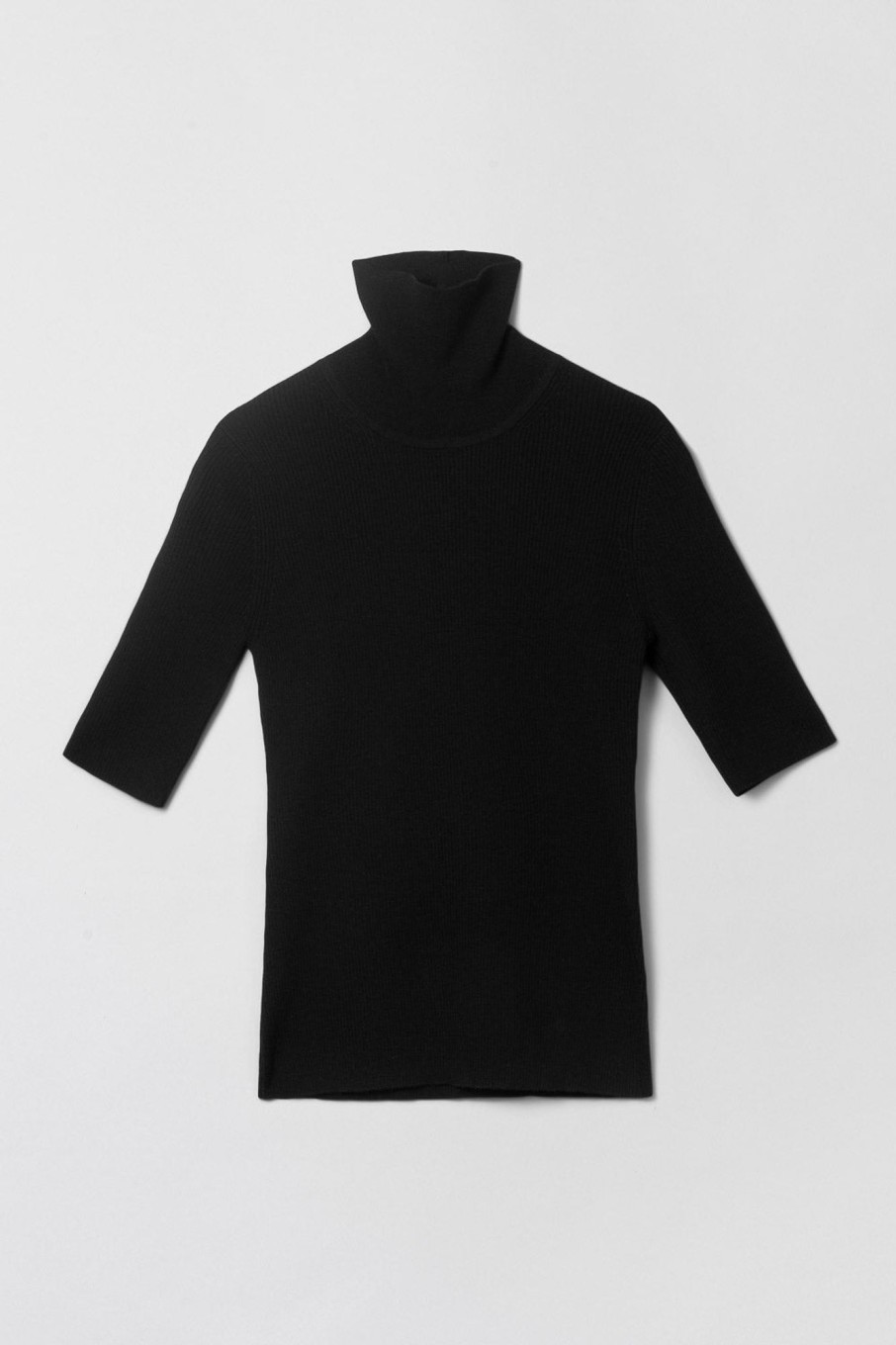 Women Fall Winter Spring Summer Basics | Turtleneck Knit Tee Jet Black