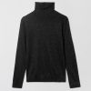 Women Fall Winter Spring Summer Basics | Metallic Wool Turtleneck Long Sleeve Jet Black