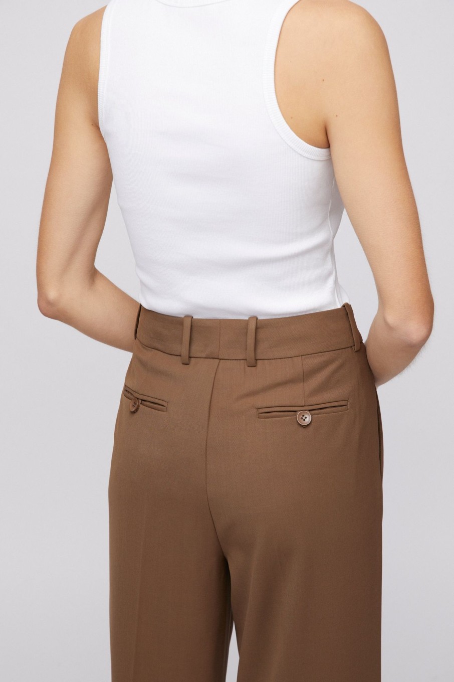 Women Fall Winter Spring Summer Trousers | Starboard Tailored Trousers Partridge Brown