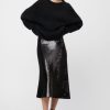 Women Fall Winter Spring Summer Basics | Bias Cut Sequin Skirt Jet Black