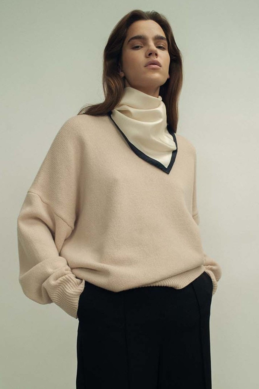 Women Fall Winter Spring Summer Basics | Ash Oversized Jumper Winter Cream