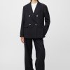 Women Fall Winter Spring Summer Basics | Blue Line Blazer Anthracite Black