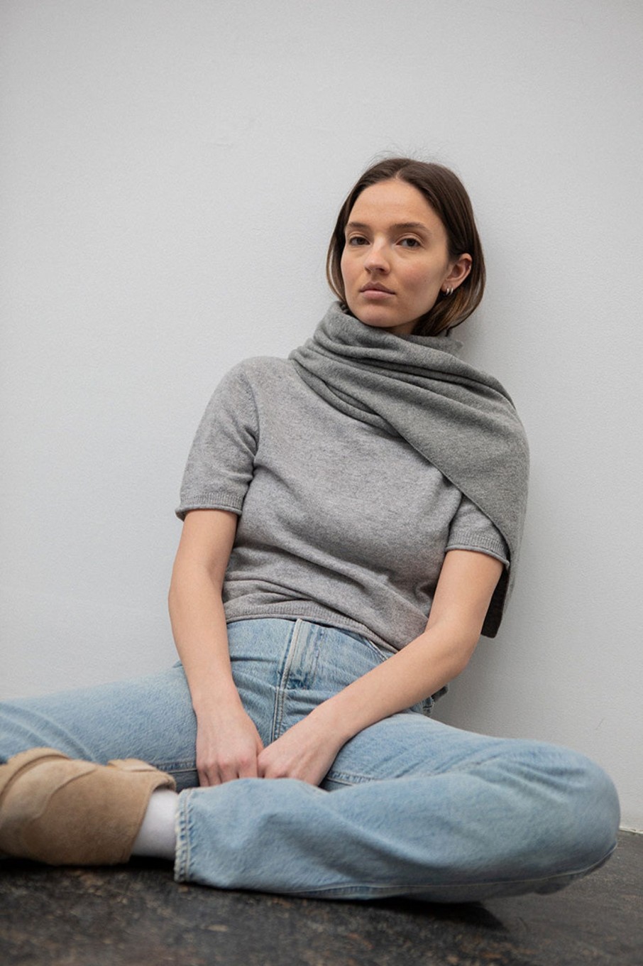 Women Fall Winter Spring Summer Basics | Just Scarf Gray Melange