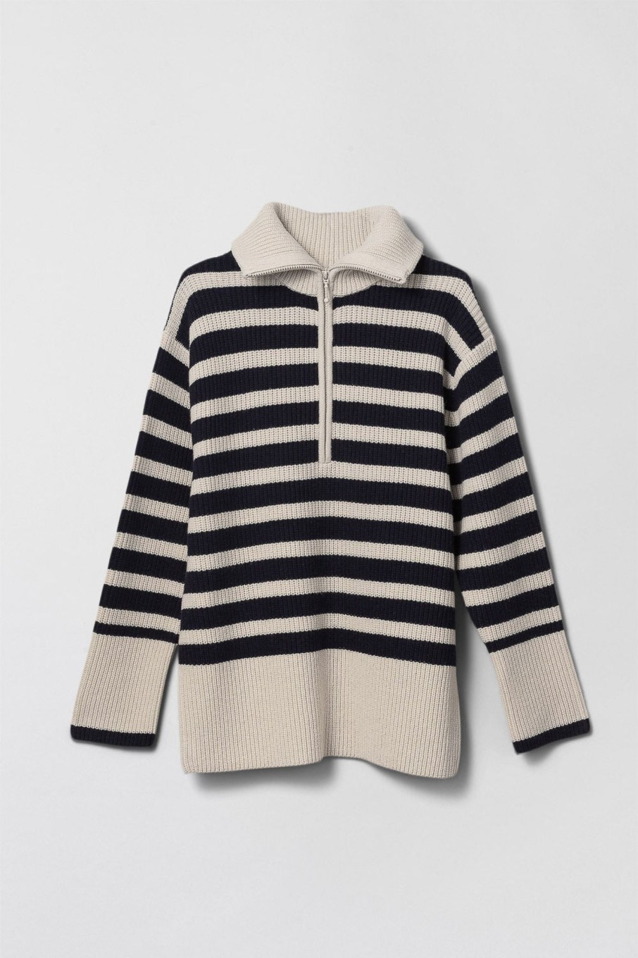 Women Fall Winter Spring Summer Sweaters & Cardigans | Marine Fisherman Zip Up Navy Stripe