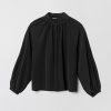 Women Fall Winter Spring Summer Basics | Silk Button Down Blouse Black